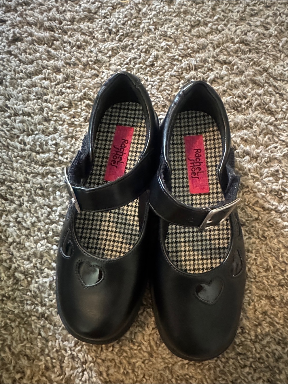 Rachel Shoes Black Mary Jane Dress Shoes with Heart Cutouts